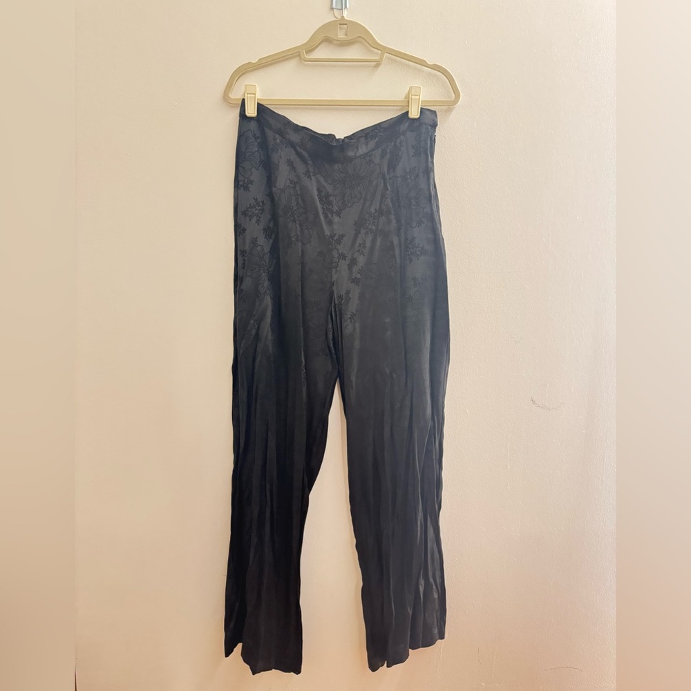 NASTYGAL Black Satin Jacquard Pants